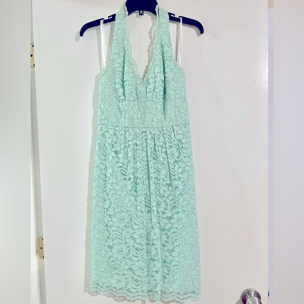 Mint halter bridesmaids dress